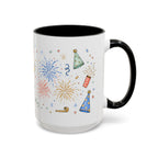 New Year Mug | Midnight Clock Toast Watercolor Celebration Gift | Accent Cup 11oz 15oz