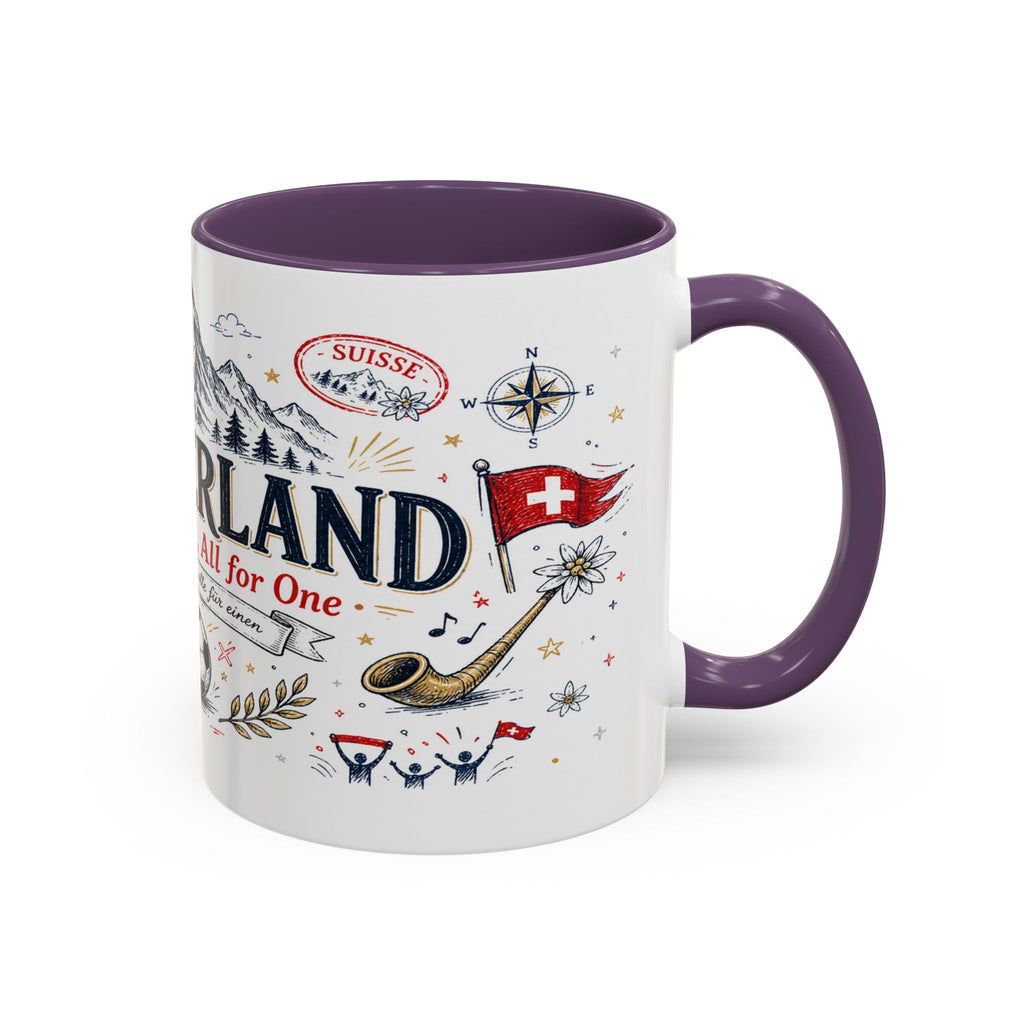 Switzerland Coffee Mug | World Cup Soccer Fan Gift | Accent Color Ceramic 11oz 15oz