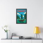 Phuket Thailand Framed Poster | Vintage Travel Wall Art | Black Walnut White Frame | 16x24 20x30