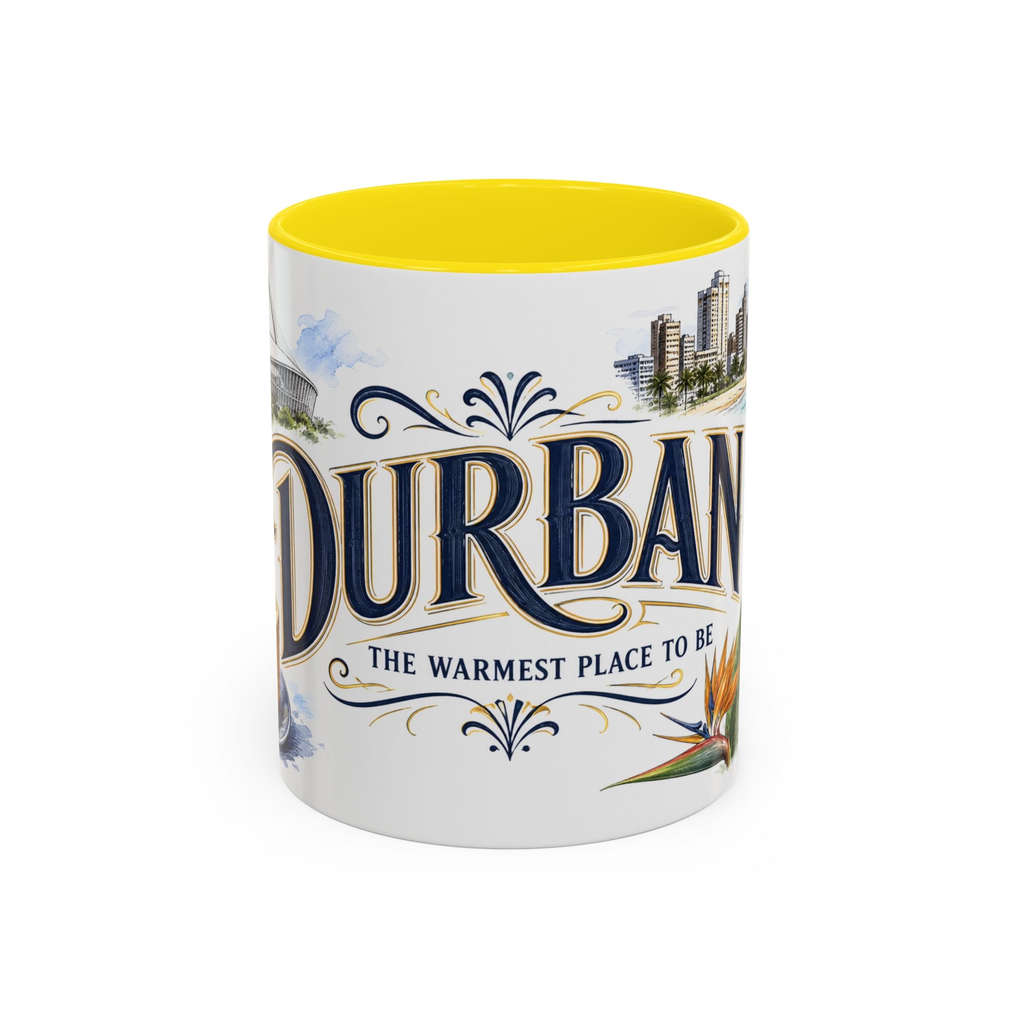 Durban Coffee Mug | South Africa Travel Souvenir | Vintage Illustrated City Gift | 11 oz 15 oz Accent Mug