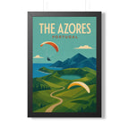 Azores Portugal Framed Poster | Vintage Travel Wall Art | Black Walnut White Frame | 16x24 20x30