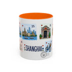 Shanghai Coffee Mug | Postage Stamp Collage Mug | Travel Souvenir Accent Cup 11oz 15oz