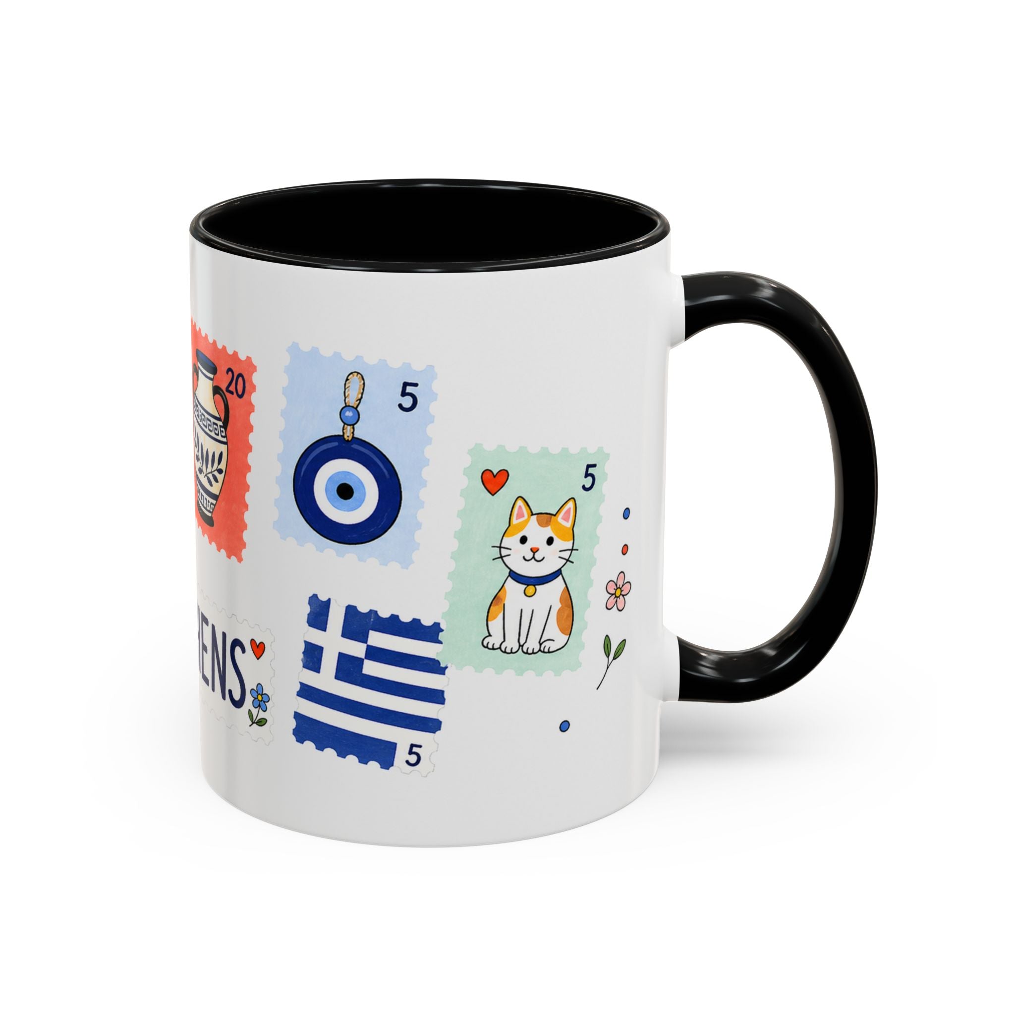 Athens Coffee Mug | Postage Stamp Collage Mug | Travel Souvenir Accent Cup 11oz 15oz