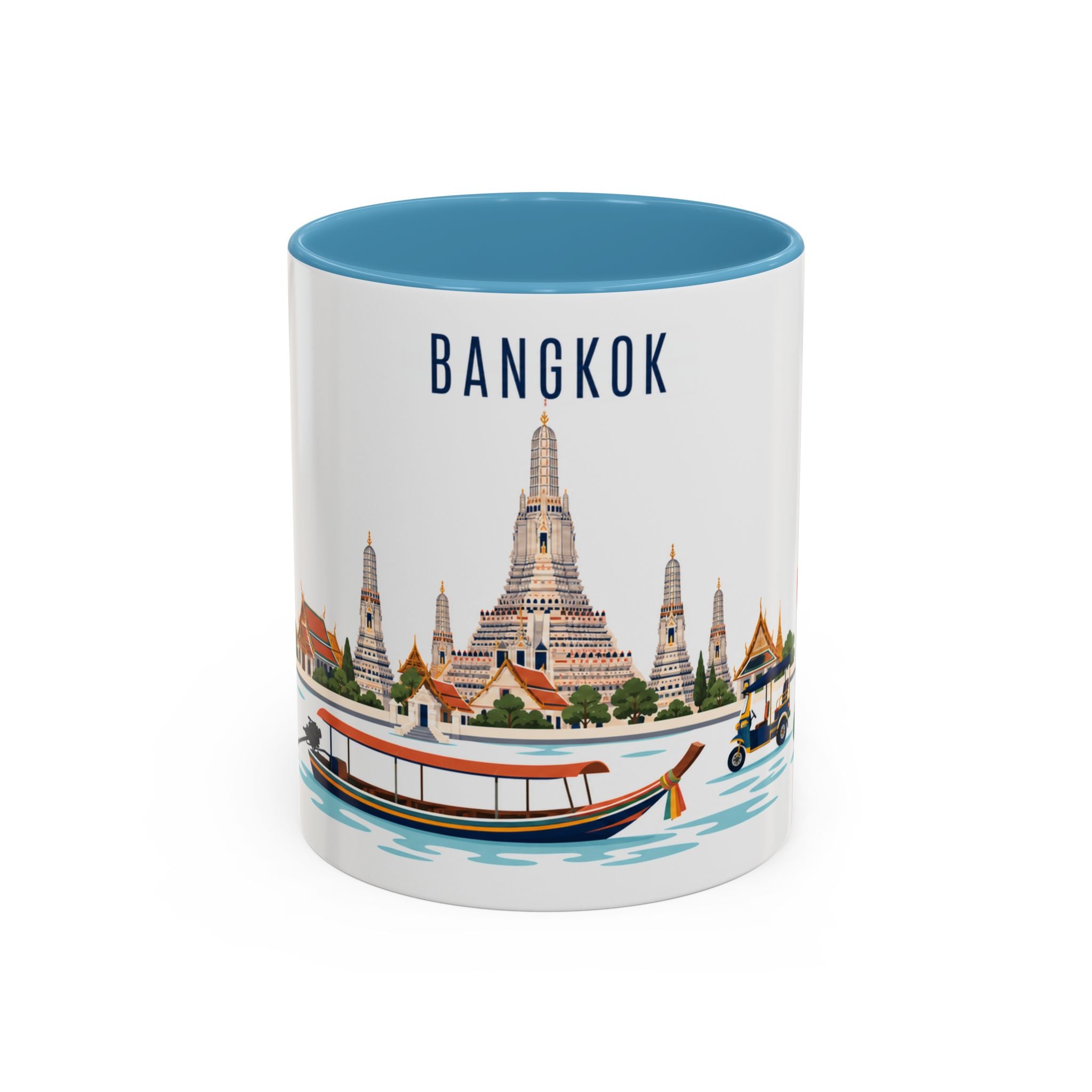 Bangkok Coffee Mug | Thailand Travel Souvenir | Porcelain Decal City Gift | 11oz 15oz Accent Mug