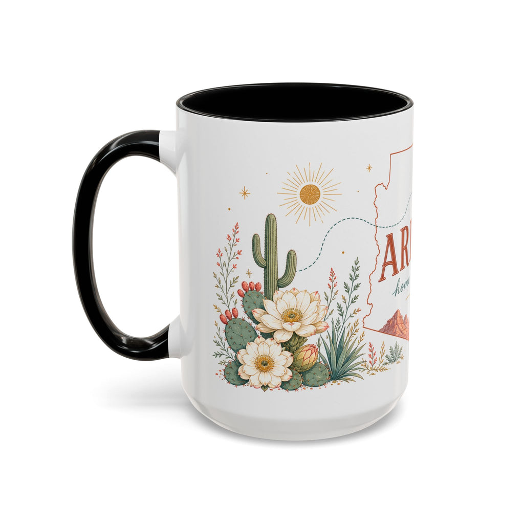 Arizona State Map Mug | Desert Landscape, Botanical Accents, Homesick Gift