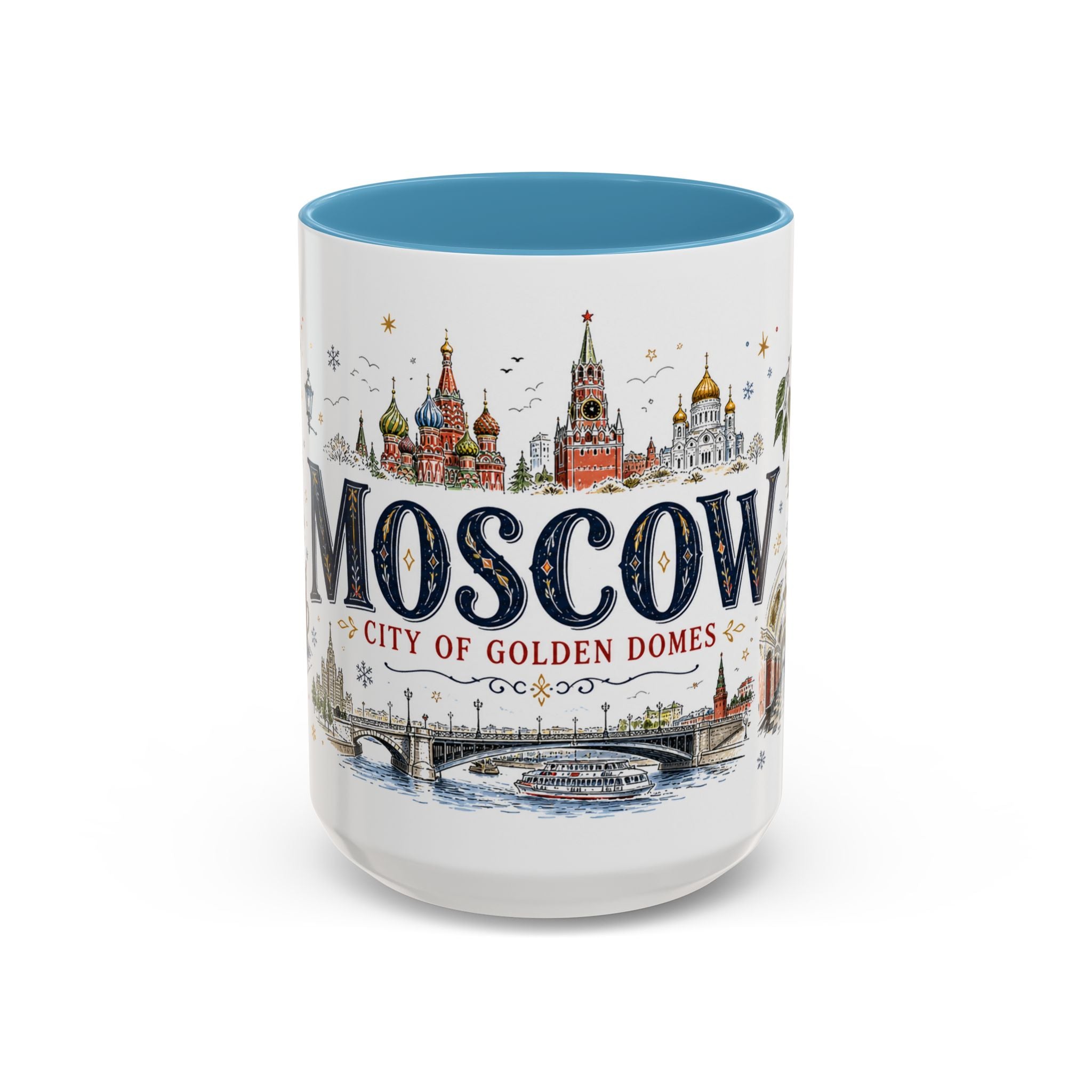 Moscow Coffee Mug | Russia Souvenir Travel Gift | Accent Color Ceramic 11oz 15oz