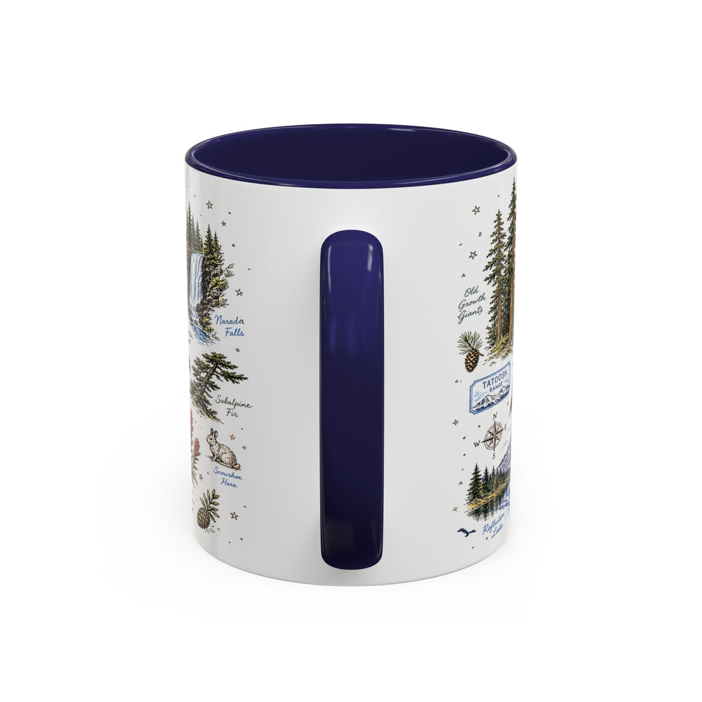 Mount Rainier Coffee Mug | National Park Hiking Washington Gift | Accent Color Ceramic 11oz 15oz