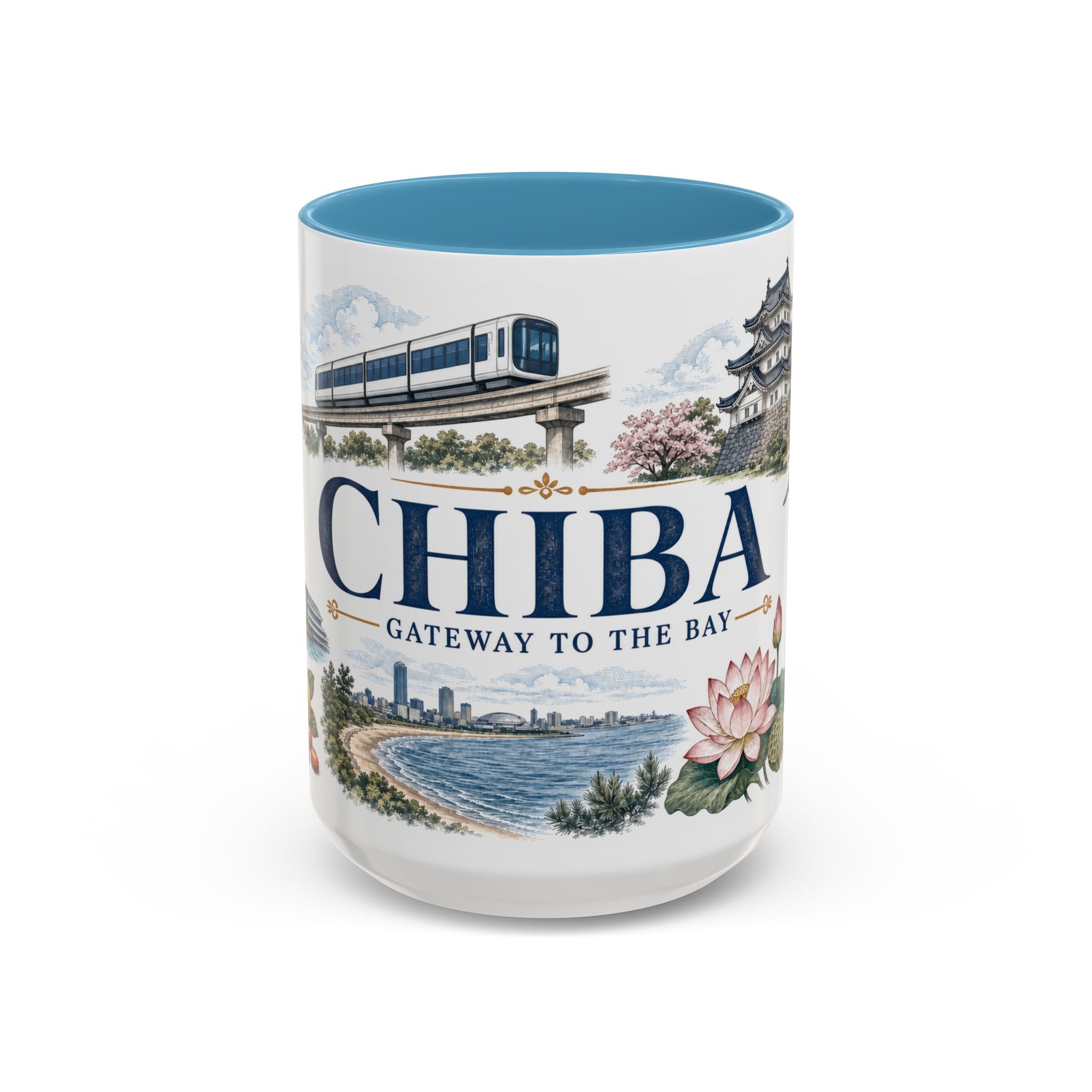 Chiba Coffee Mug | Japan Travel Souvenir | Vintage Illustrated City Gift | 11 oz 15 oz Accent Mug