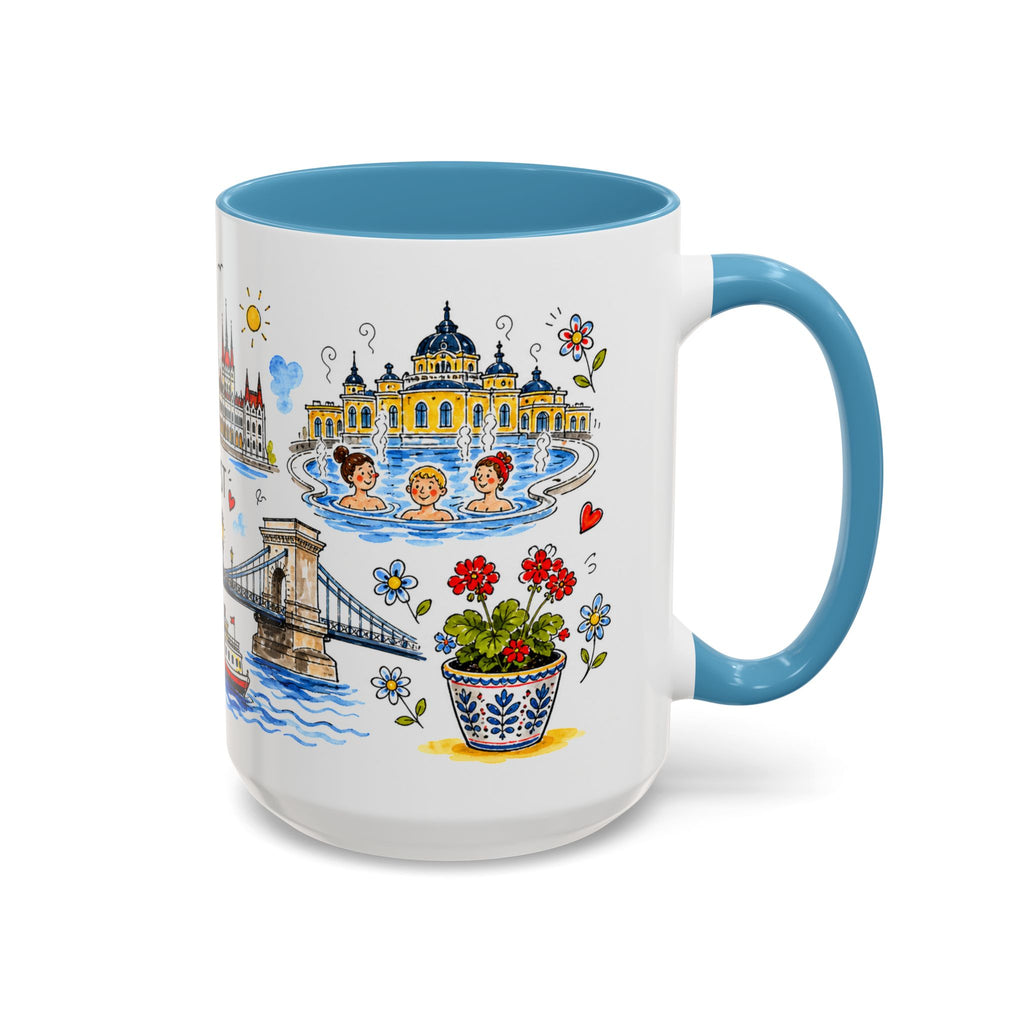 Budapest Travel Mug | European City Souvenir Accent Coffee Mug | 11oz 15oz Ceramic Cup