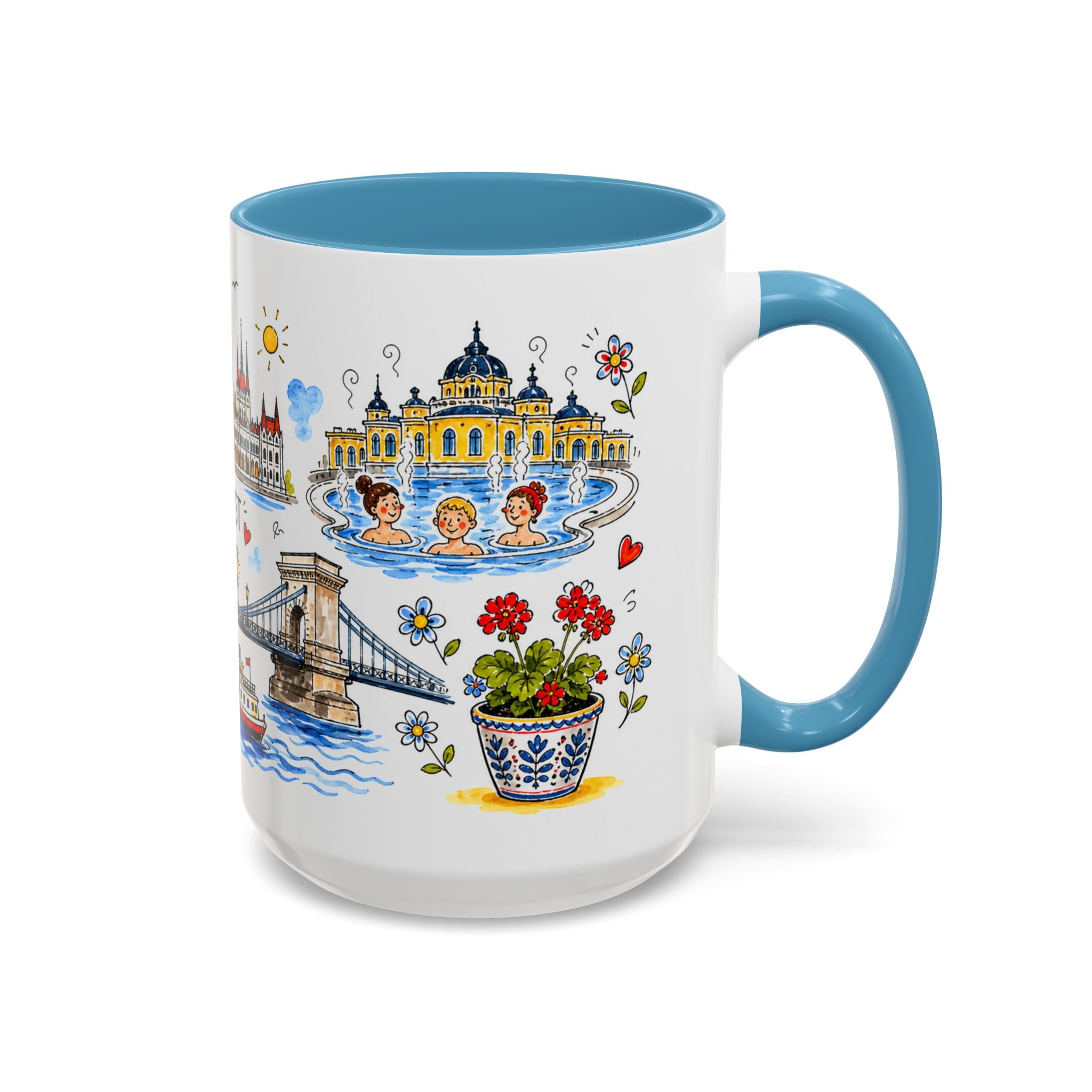 Budapest Travel Mug | European City Souvenir Accent Coffee Mug | 11oz 15oz Ceramic Cup