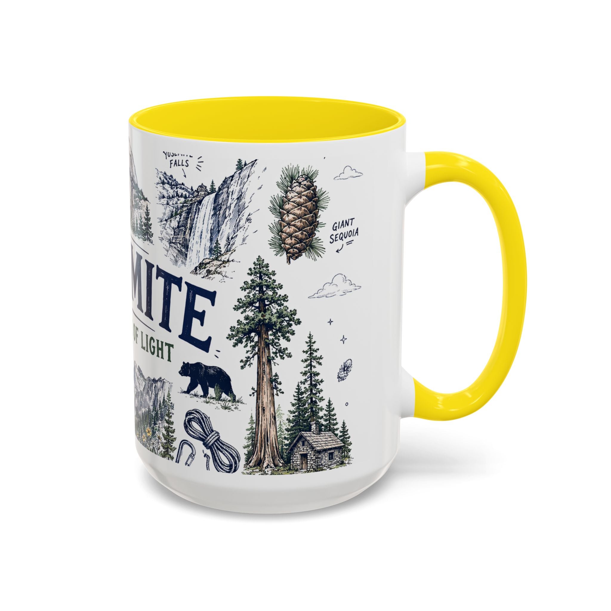 Yosemite National Park Coffee Mug | Hiking Camping Nature Gift | Accent Color Ceramic 11oz 15oz