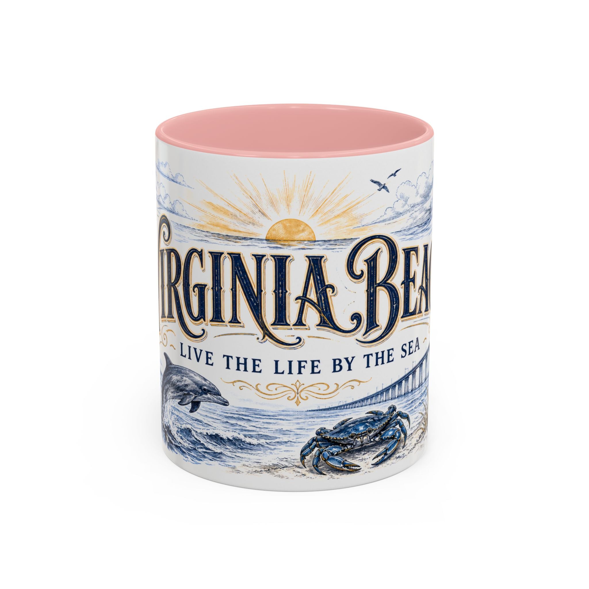 Virginia Beach Coffee Mug | United States Travel Souvenir | Vintage Illustrated City Gift | 11 oz 15 oz Accent Mug
