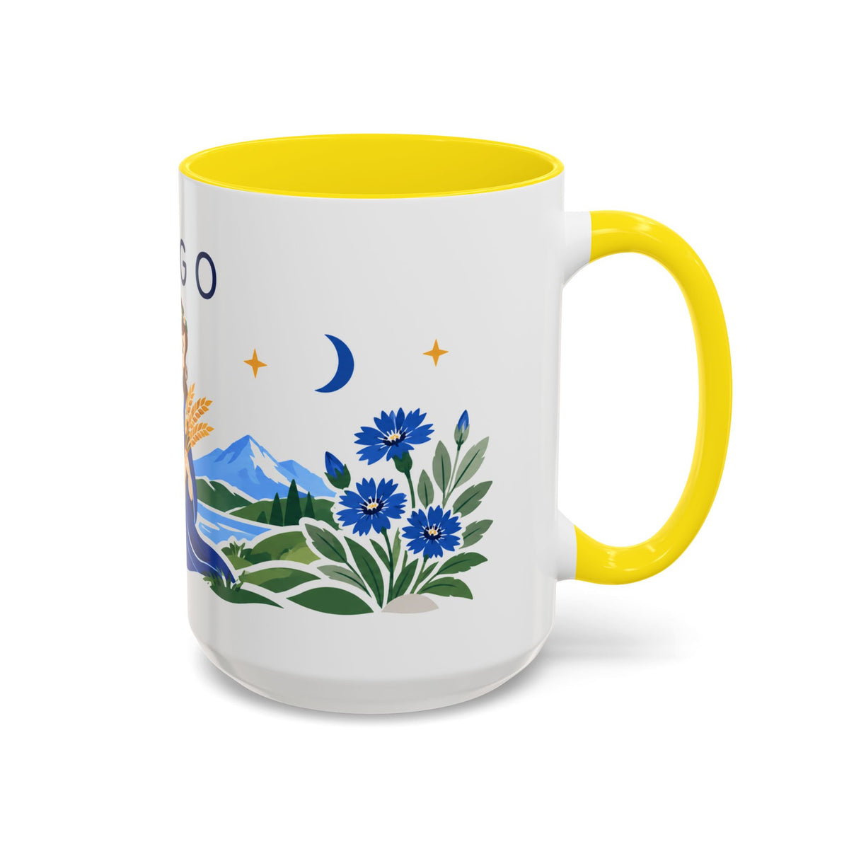 Virgo Zodiac Coffee Mug | Maiden and Wheat Design | Astrology Birthday Gift | 11 oz 15 oz Ceramic Accent Mug