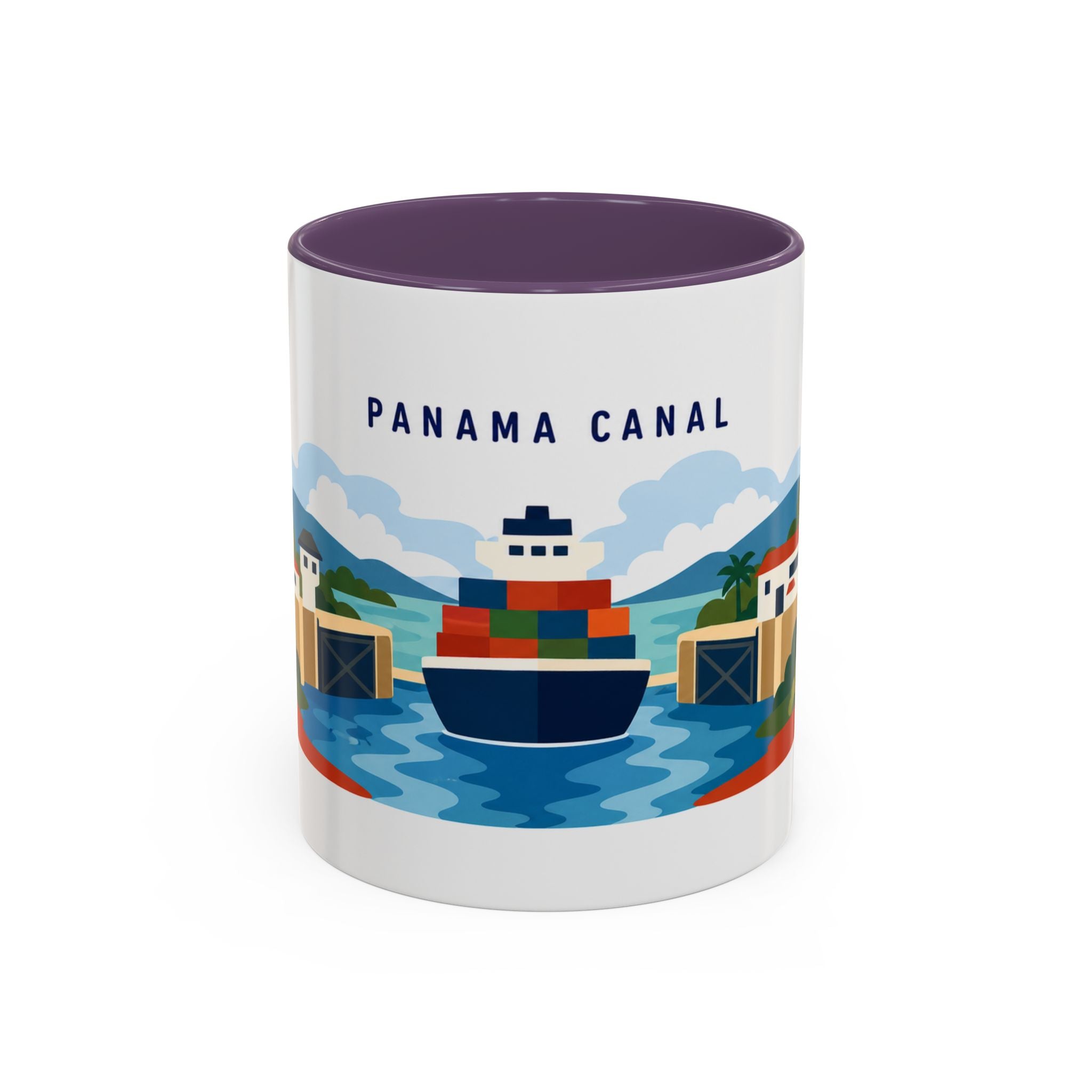 Panama Canal Coffee Mug | Travel Destination Souvenir Gift | Accent Color Ceramic 11oz 15oz