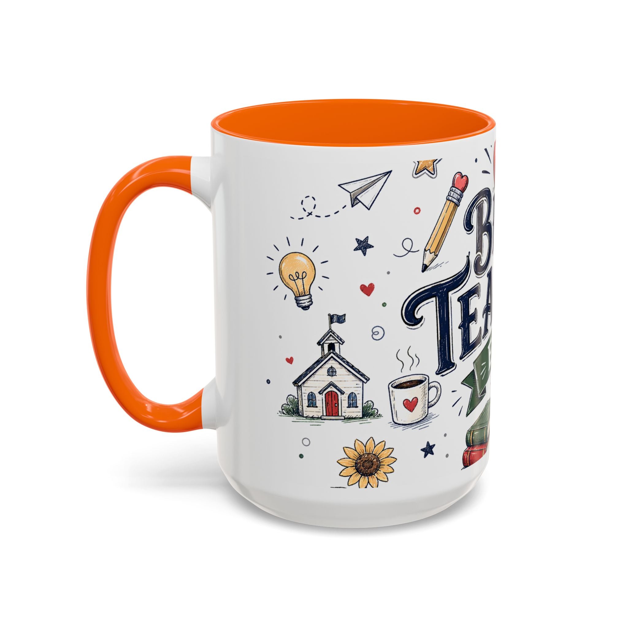 Best Teacher Ever Coffee Mug | Teacher Appreciation Gift | Accent Color Ceramic 11oz 15oz