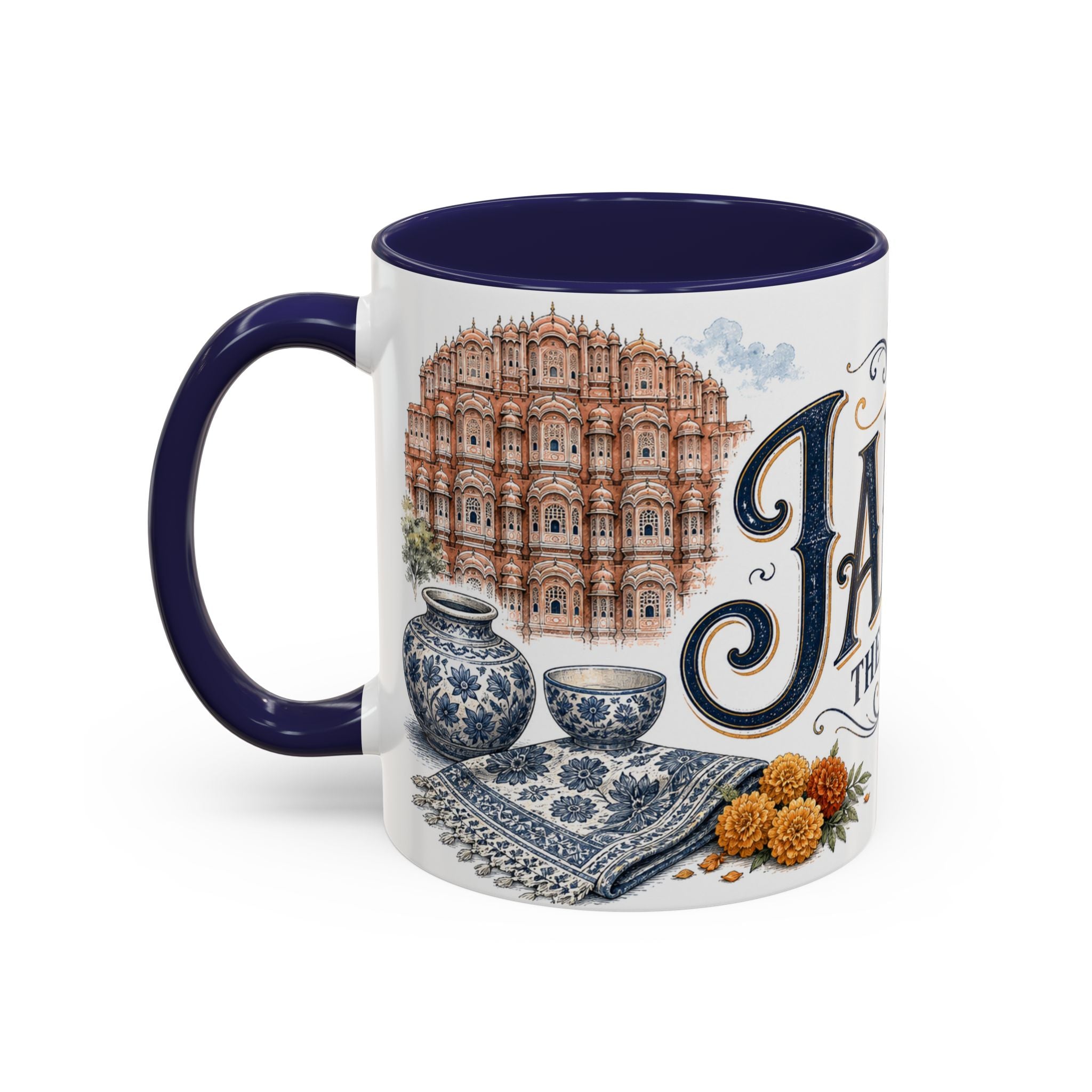 Jaipur Coffee Mug | India Travel Souvenir | Vintage Illustrated City Gift | 11 oz 15 oz Accent Mug