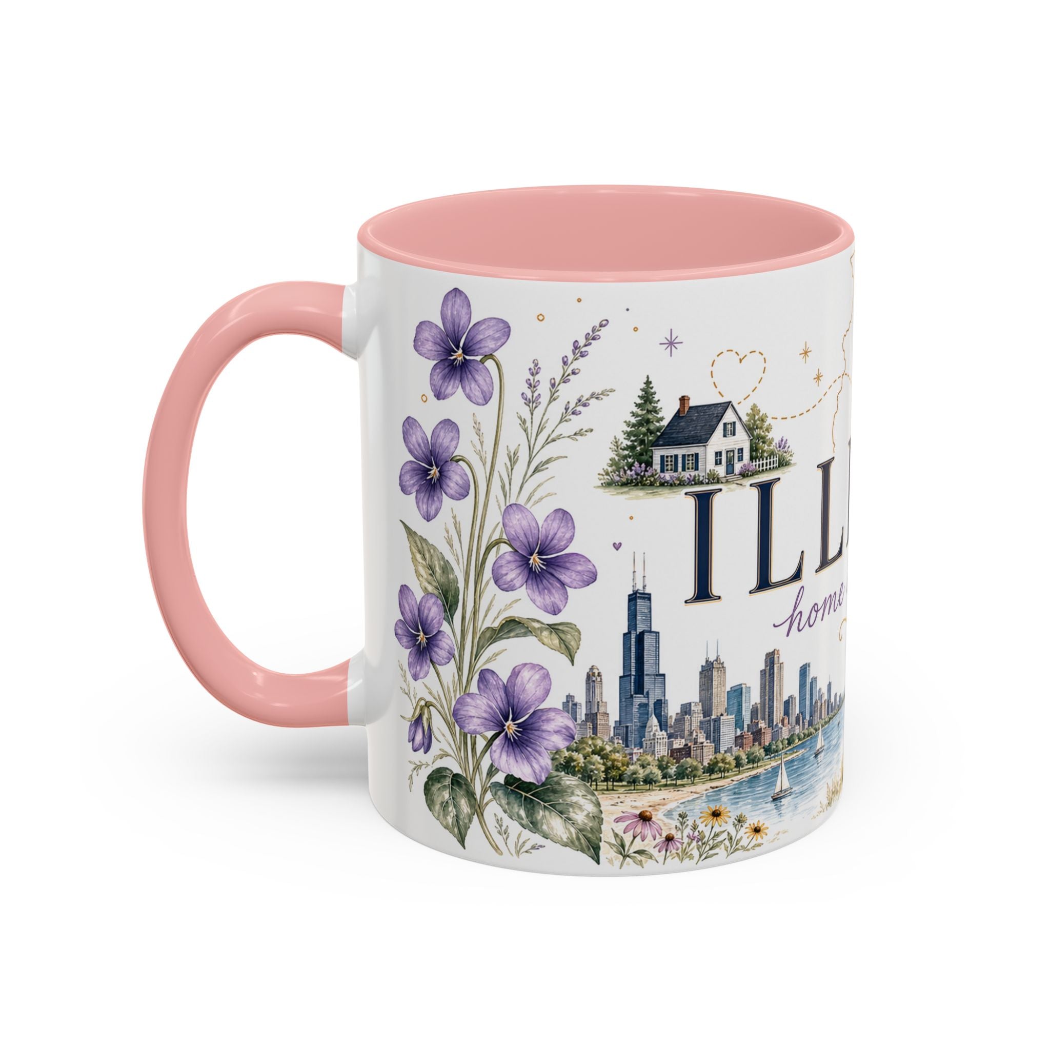 Illinois State Map Mug | Botanical Travel Sketch, Moving Away Gift (11oz 15oz)