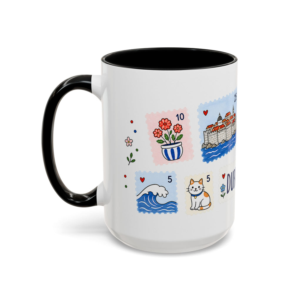 Dubrovnik Coffee Mug | Postage Stamp Collage Mug | Travel Souvenir Accent Cup 11oz 15oz