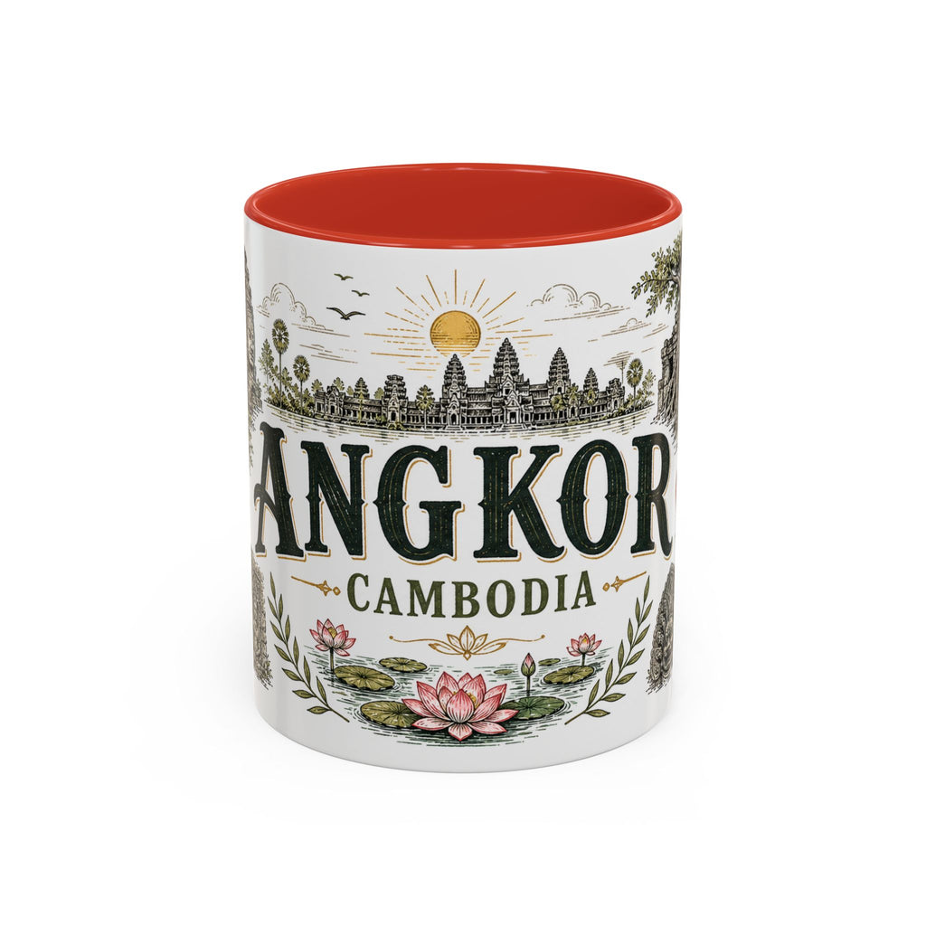 Angkor Coffee Mug | Travel Destination Souvenir Gift | Accent Color Ceramic 11oz 15oz