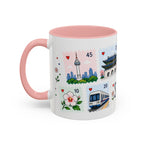 Seoul Coffee Mug | Postage Stamp Collage Mug | Travel Souvenir Accent Cup 11oz 15oz