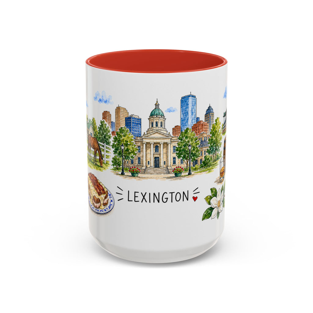 Lexington Illustrated Travel Mug | City Souvenir Accent Coffee Mug | 11oz 15oz Ceramic Cup