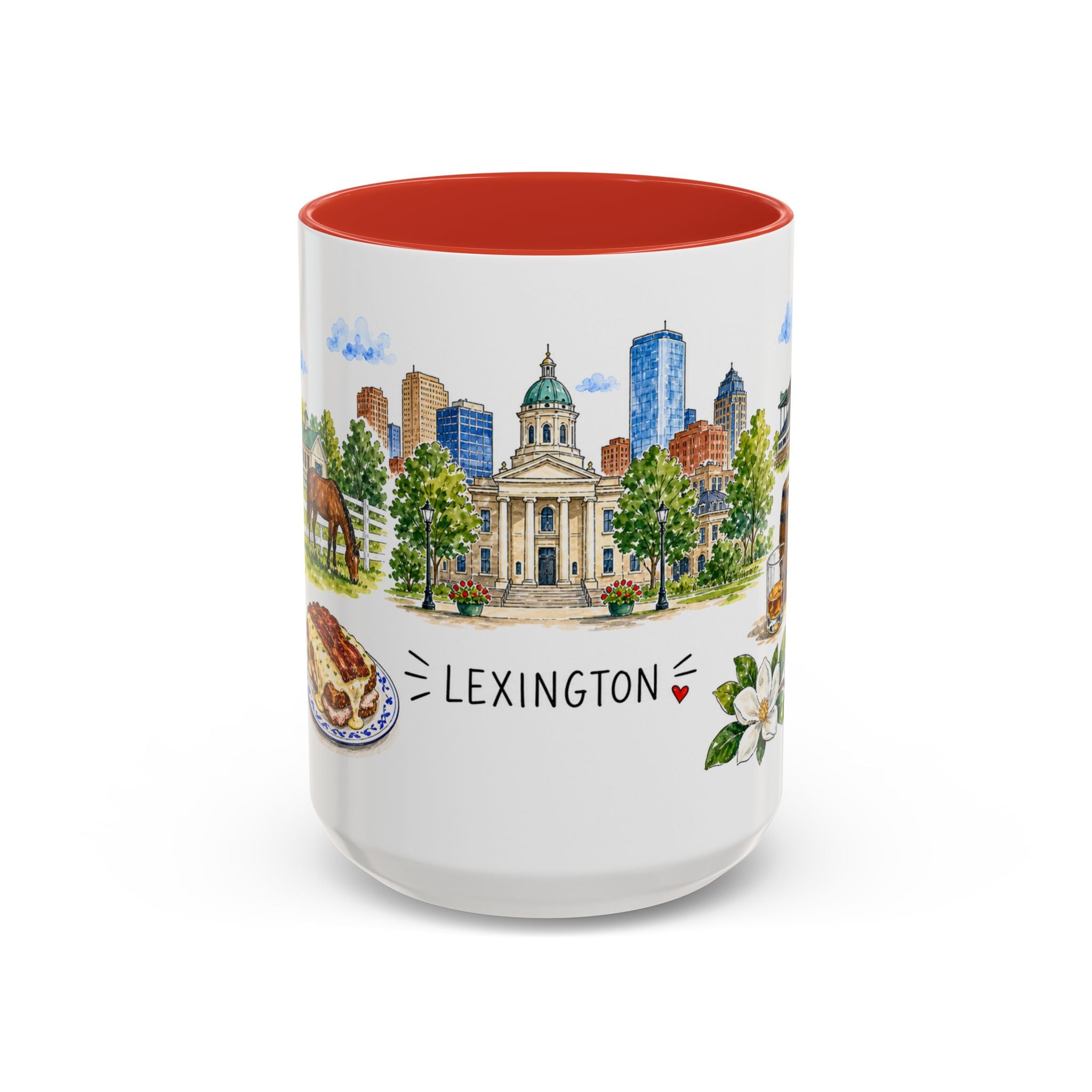 Lexington Illustrated Travel Mug | City Souvenir Accent Coffee Mug | 11oz 15oz Ceramic Cup