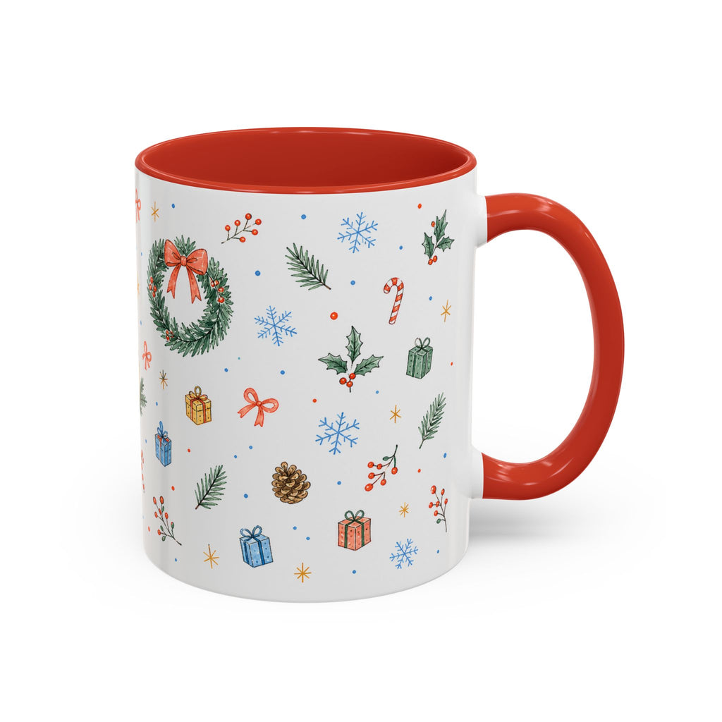 Christmas Candle Mug | Holly Wreath Watercolor Holiday Gift | Accent Cup 11oz 15oz
