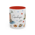 Copenhagen Christmas Mug | Watercolor Travel Souvenir | Holiday Gift | Accent Ceramic Coffee Cup 11oz 15oz