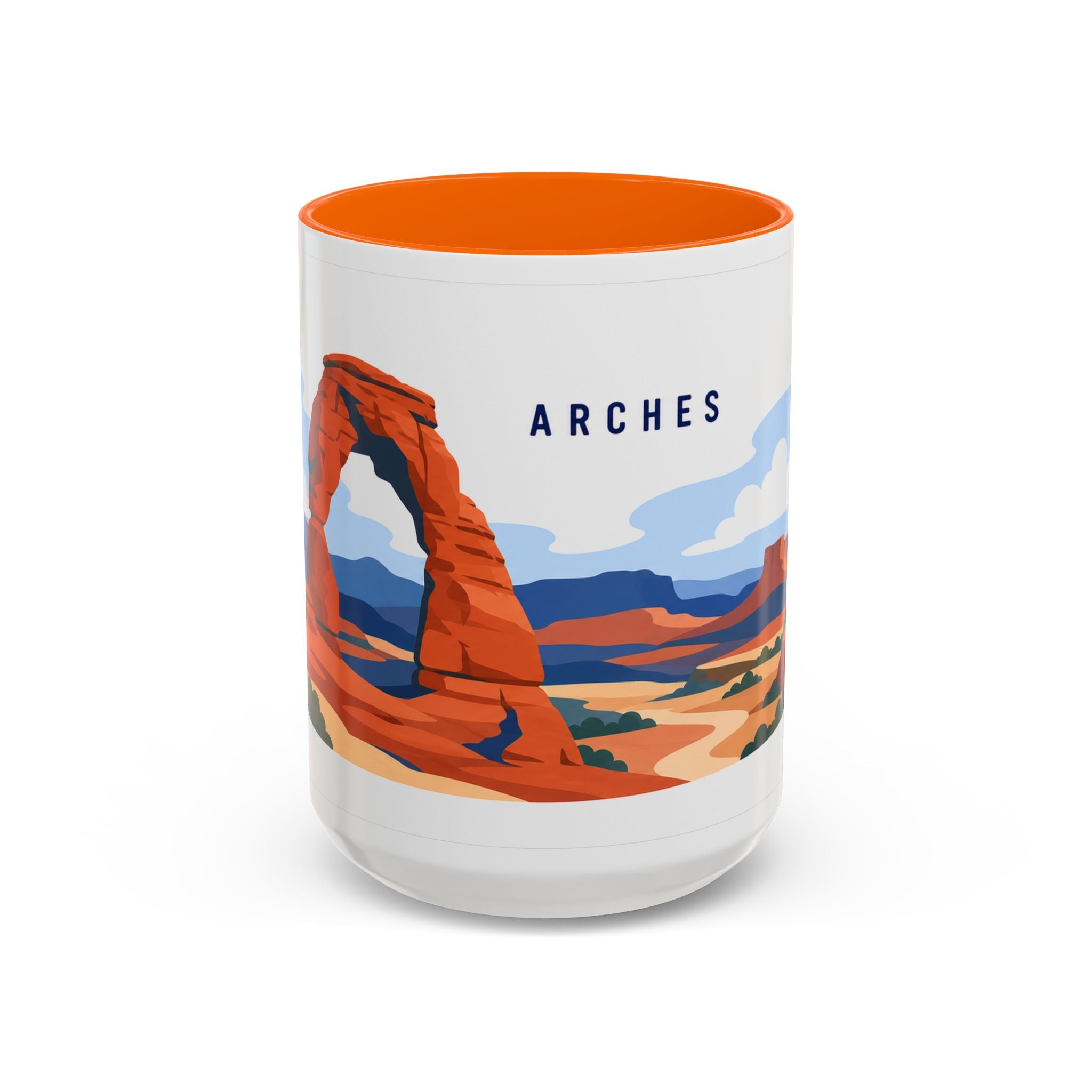 Arches National Park Coffee Mug | Solid Color Block Park Souvenir | 11oz 15oz Accent Mug