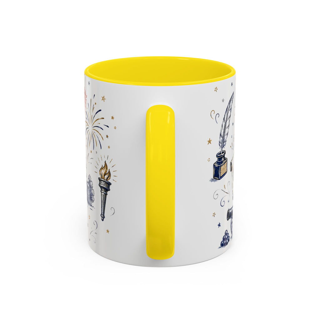 America 250 Coffee Mug | 1776-2026 Patriotic 4th of July Gift | Accent Color Ceramic 11oz 15oz