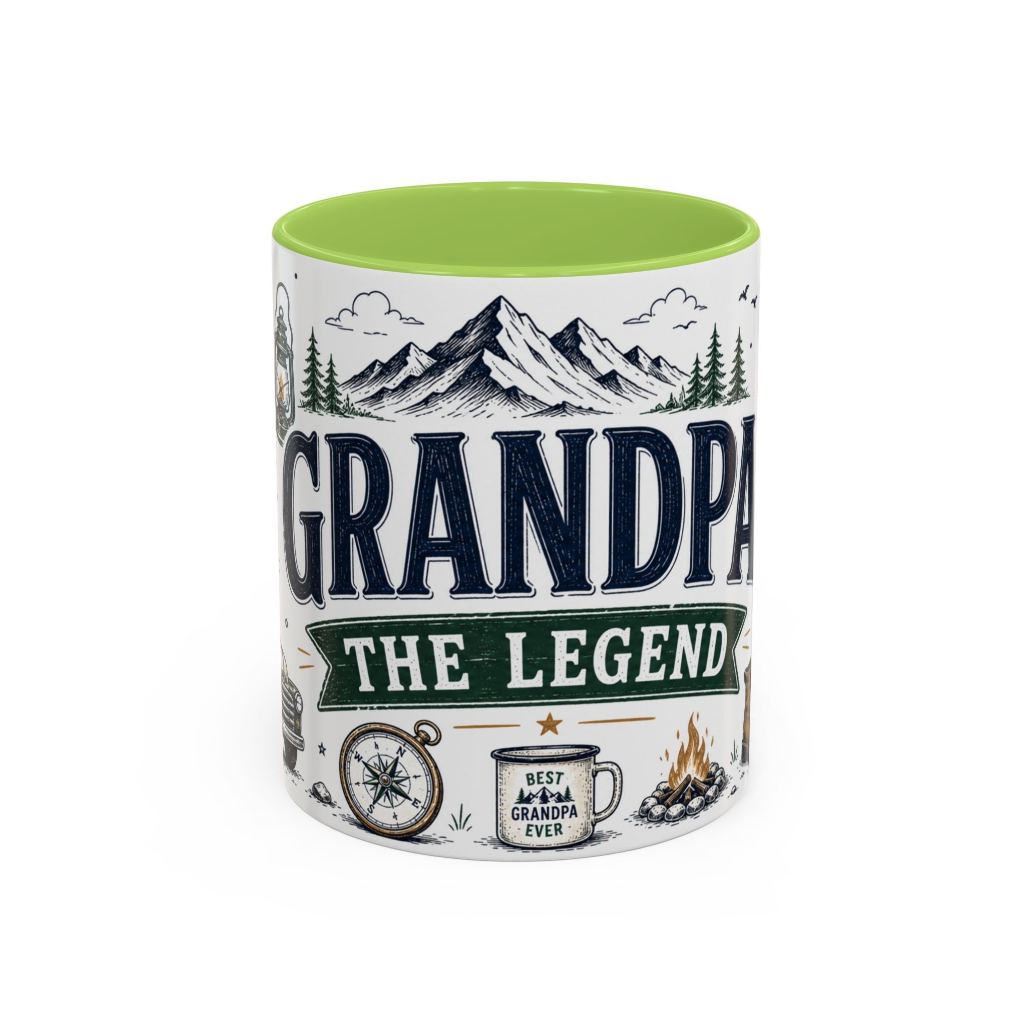 Grandpa The Legend Coffee Mug | Gift From Grandkids | Accent Color Ceramic 11oz 15oz