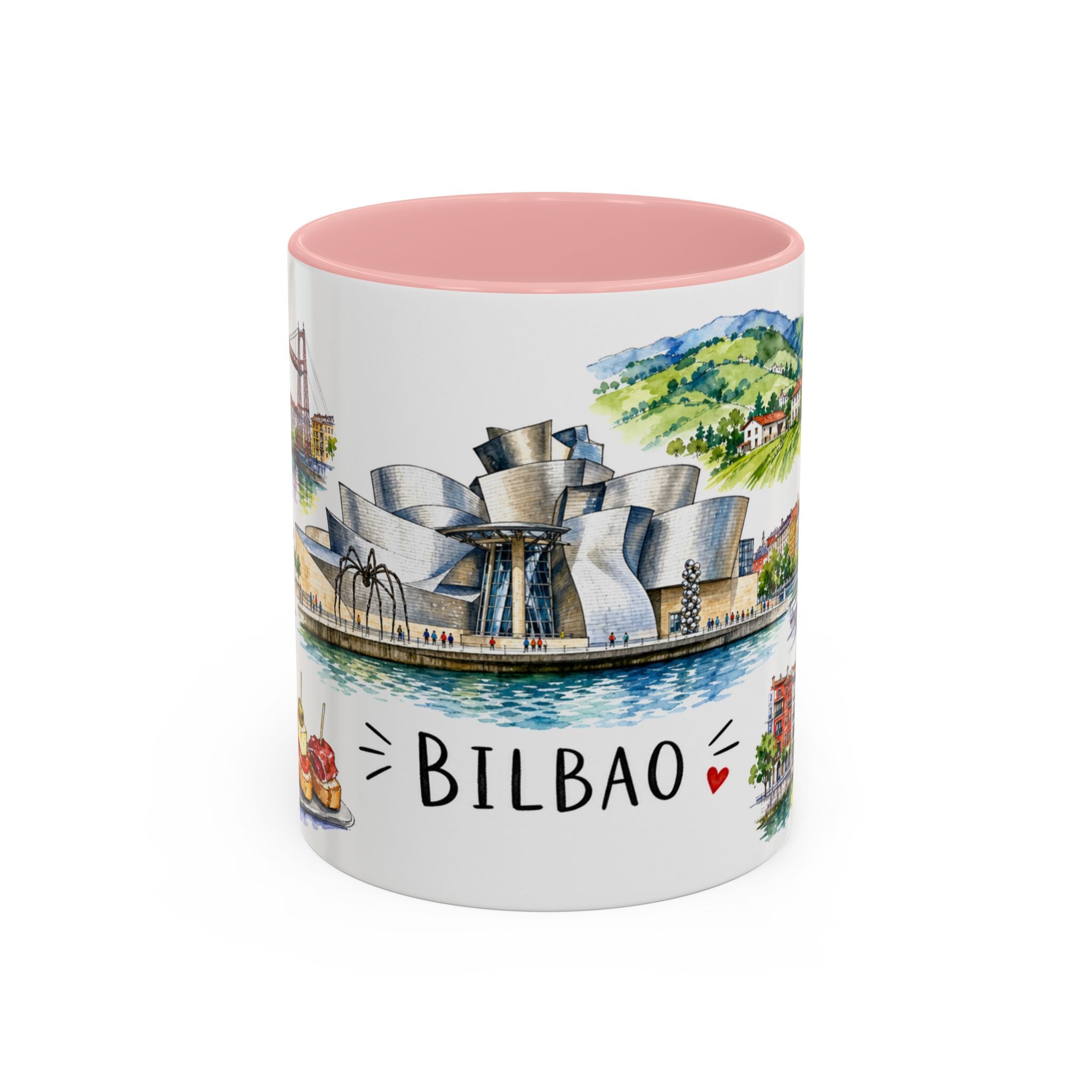 Bilbao Illustrated Travel Mug | City Souvenir Accent Coffee Mug | 11oz 15oz Ceramic Cup