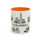 Columbus Illustrated Travel Mug | City Souvenir Accent Coffee Mug | 11oz 15oz Ceramic Cup