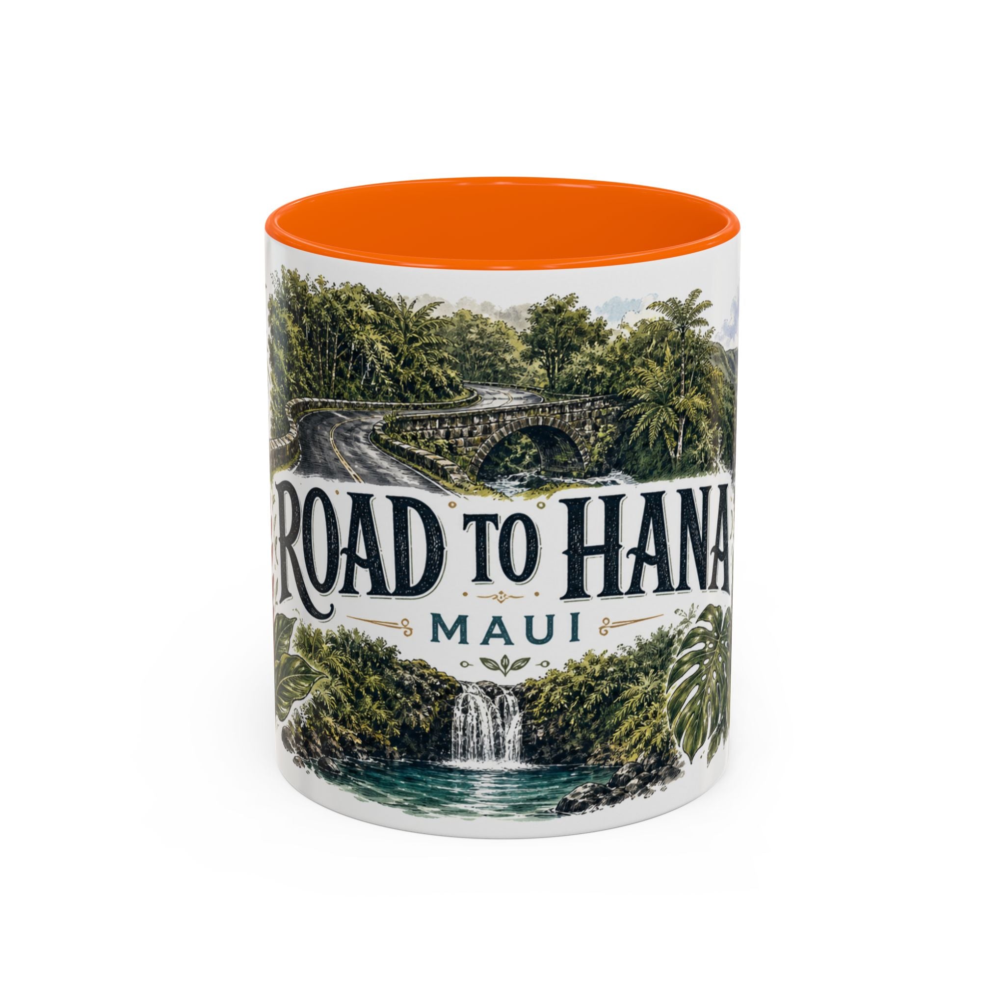 Road to Hana Mug, Maui Travel Souvenir, Bucket List Gift, Accent Ceramic Coffee Mug 11oz 15oz