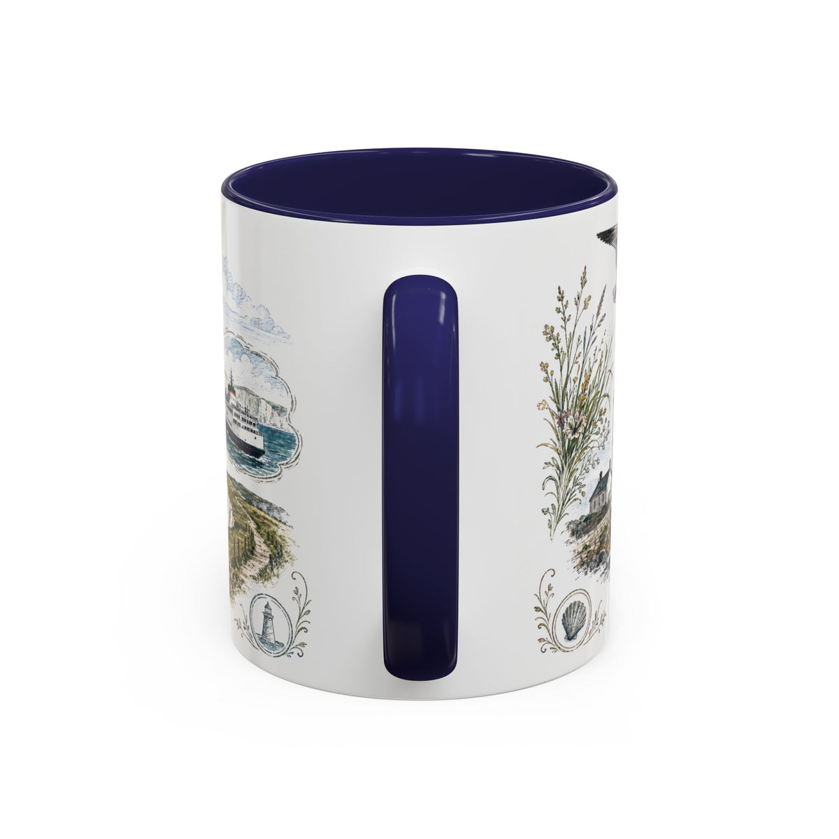 White Cliffs of Dover Mug, England Travel Souvenir, Bucket List Gift, Accent Ceramic Coffee Mug 11oz 15oz