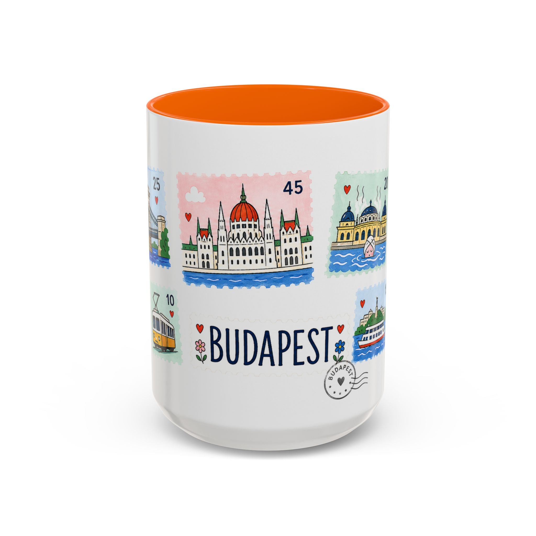 Budapest Coffee Mug | Postage Stamp Collage Mug | Travel Souvenir Accent Cup 11oz 15oz