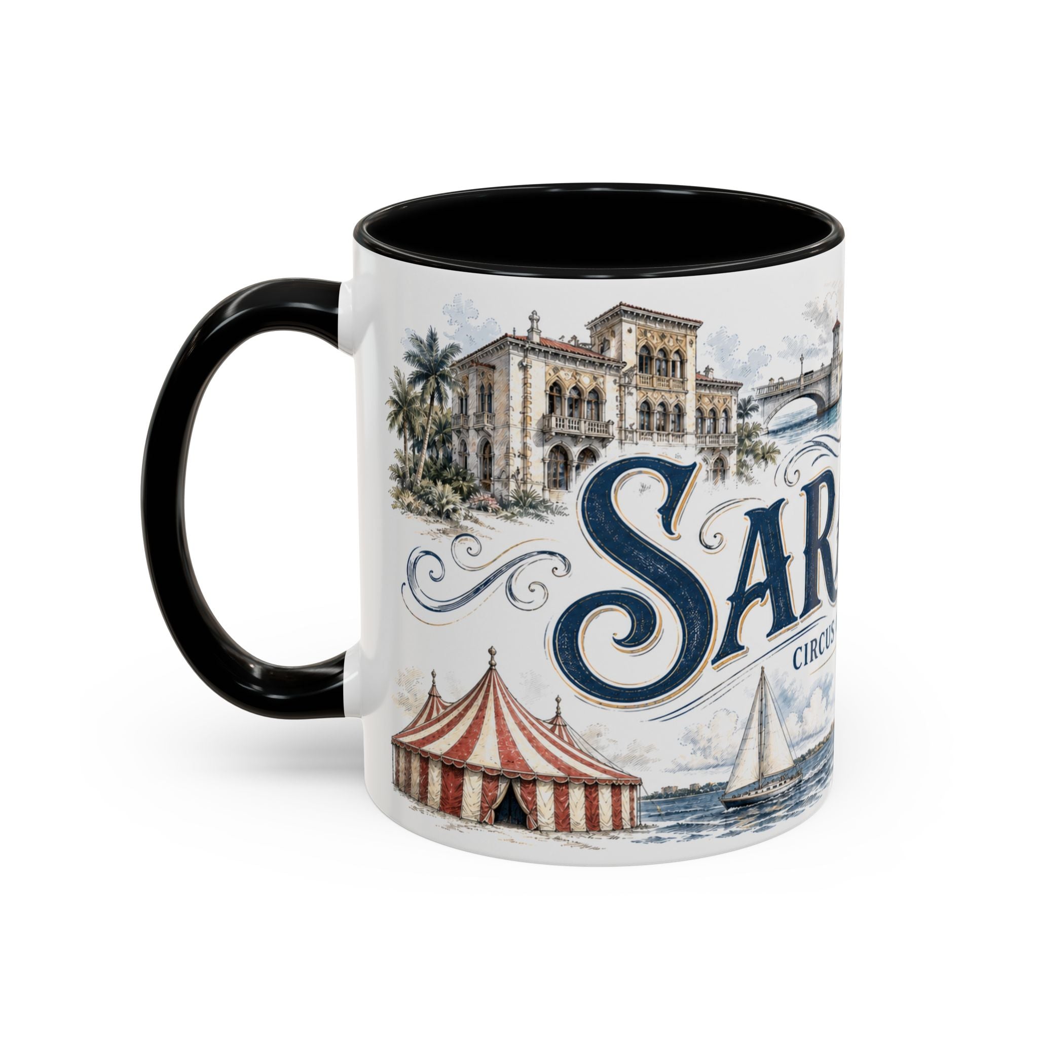 Sarasota Coffee Mug | United States Travel Souvenir | Vintage Illustrated City Gift | 11 oz 15 oz Accent Mug