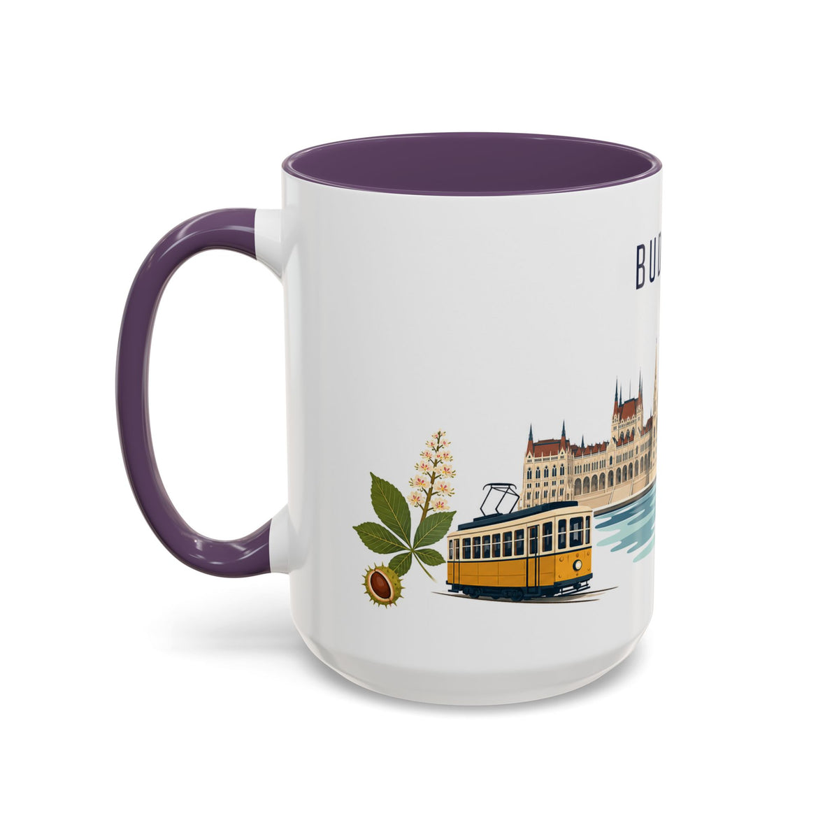 Budapest Coffee Mug | Hungary Travel Souvenir | Porcelain Decal City Gift | 11oz 15oz Accent Mug
