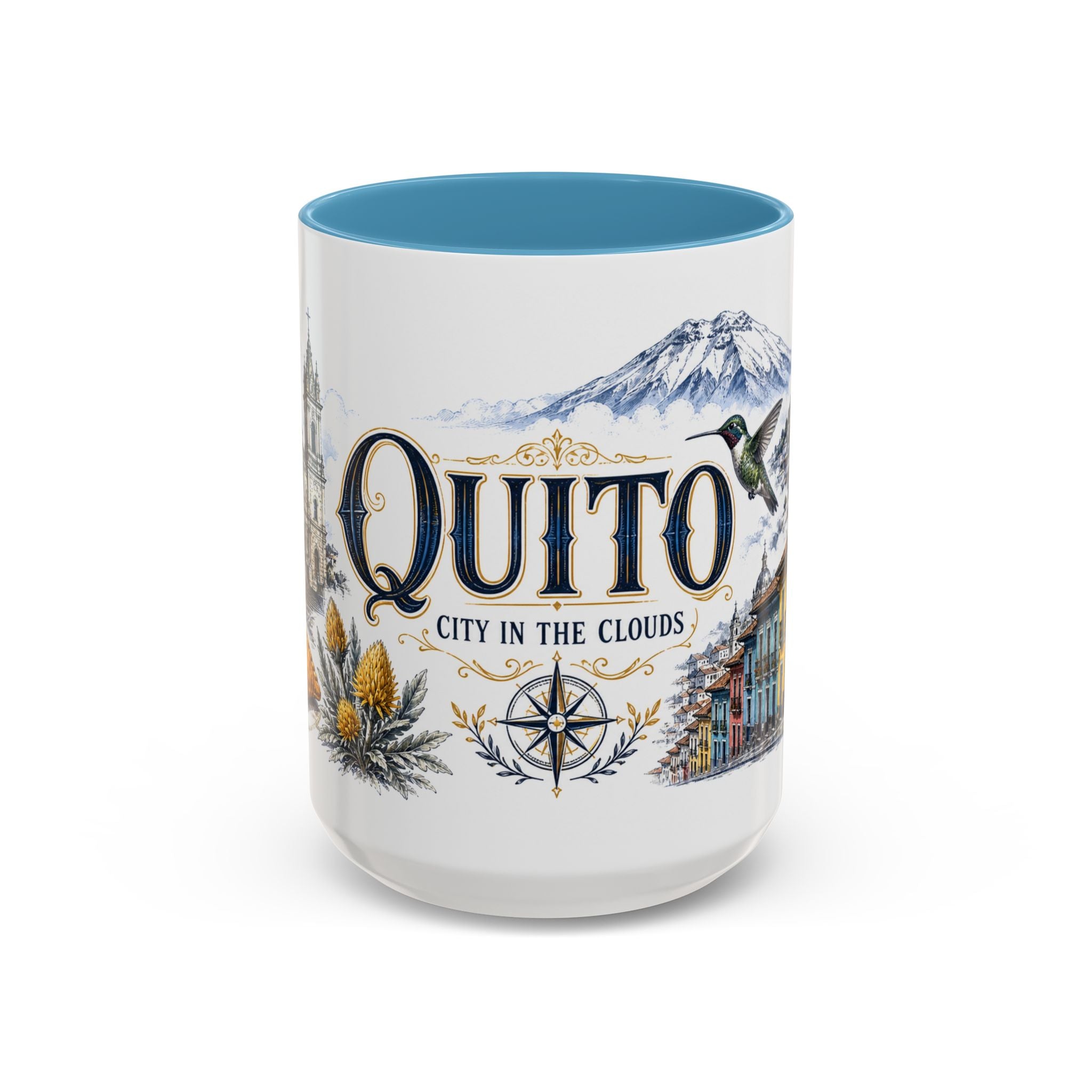 Quito Coffee Mug | Ecuador Travel Souvenir | Vintage Illustrated City Gift | 11 oz 15 oz Accent Mug