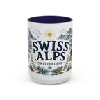 Swiss Alps Coffee Mug | Travel Destination Souvenir Gift | Accent Color Ceramic 11oz 15oz