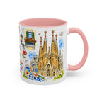 Barcelona Travel Mug | European City Souvenir Accent Coffee Mug | 11oz 15oz Ceramic Cup