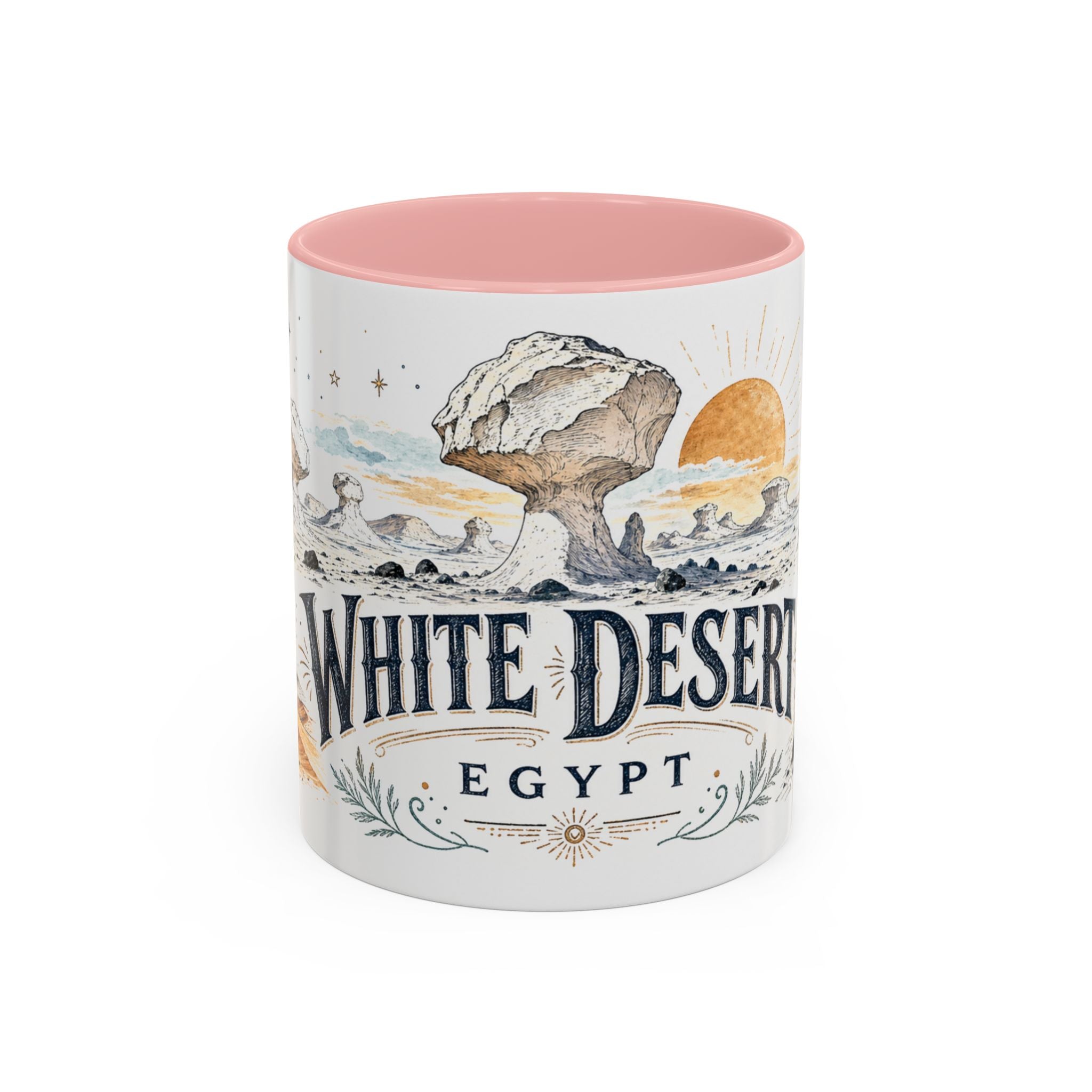 White Desert Mug, Egypt Travel Souvenir, Bucket List Gift, Accent Ceramic Coffee Mug 11oz 15oz
