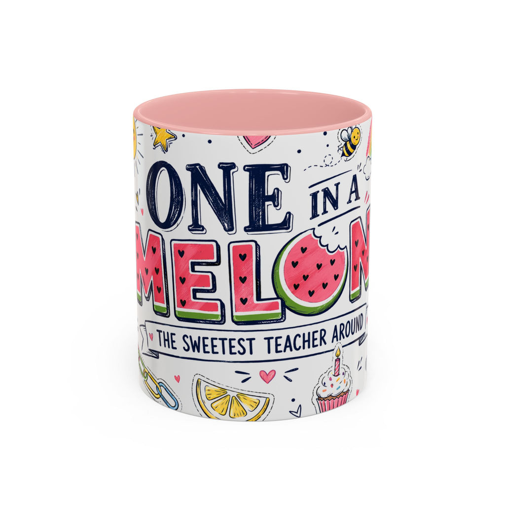 One in a Melon Coffee Mug | Sweetest Teacher Appreciation Gift | Accent Color Ceramic 11oz 15oz