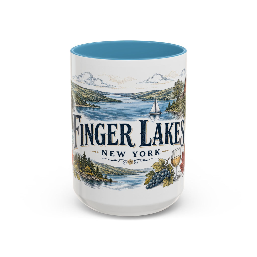 Finger Lakes Mug, New York Travel Souvenir, Bucket List Gift, Accent Ceramic Coffee Mug 11oz 15oz
