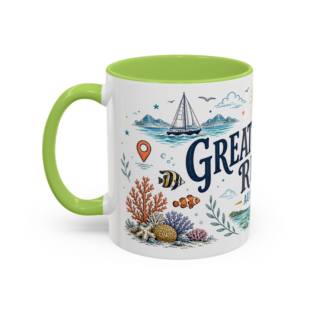 Great Barrier Reef Coffee Mug | Travel Destination Souvenir Gift | Accent Color Ceramic 11oz 15oz