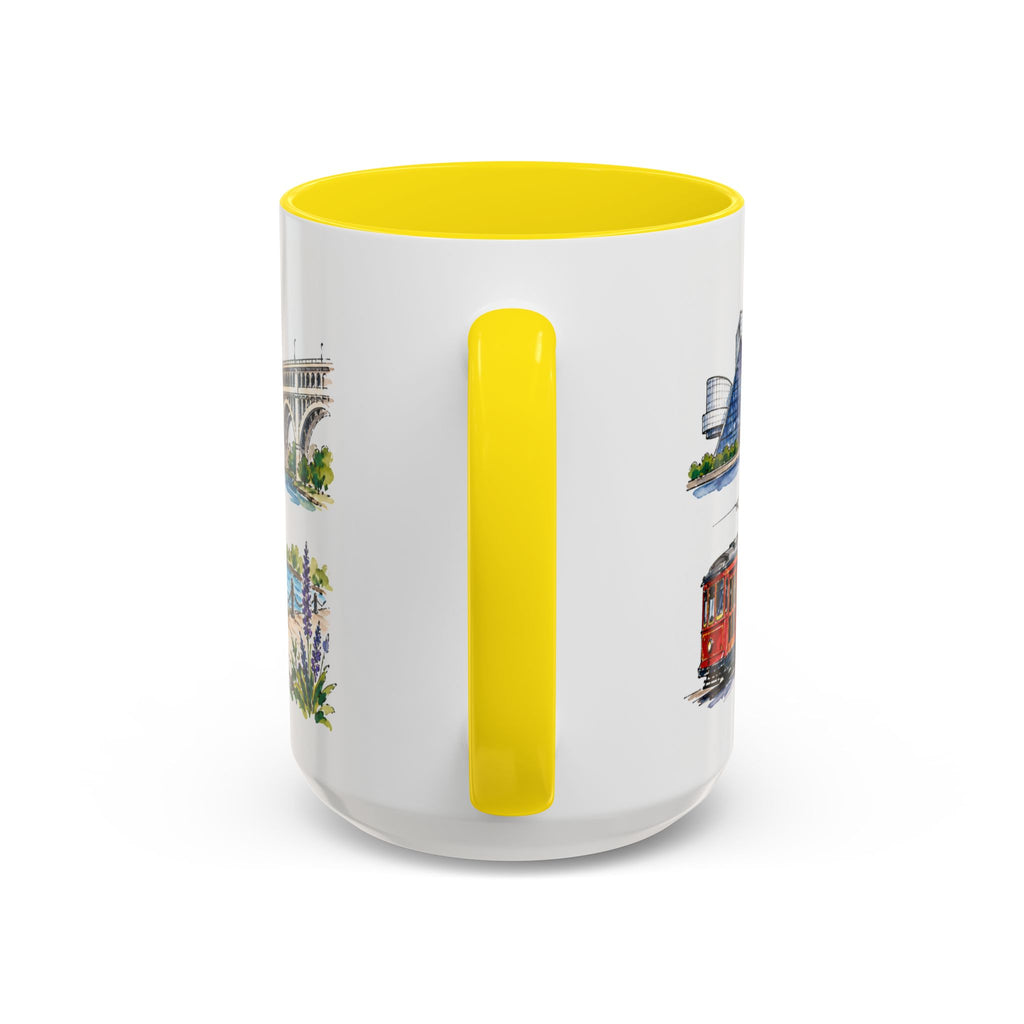 Cleveland Illustrated Travel Mug | City Souvenir Accent Coffee Mug | 11oz 15oz Ceramic Cup