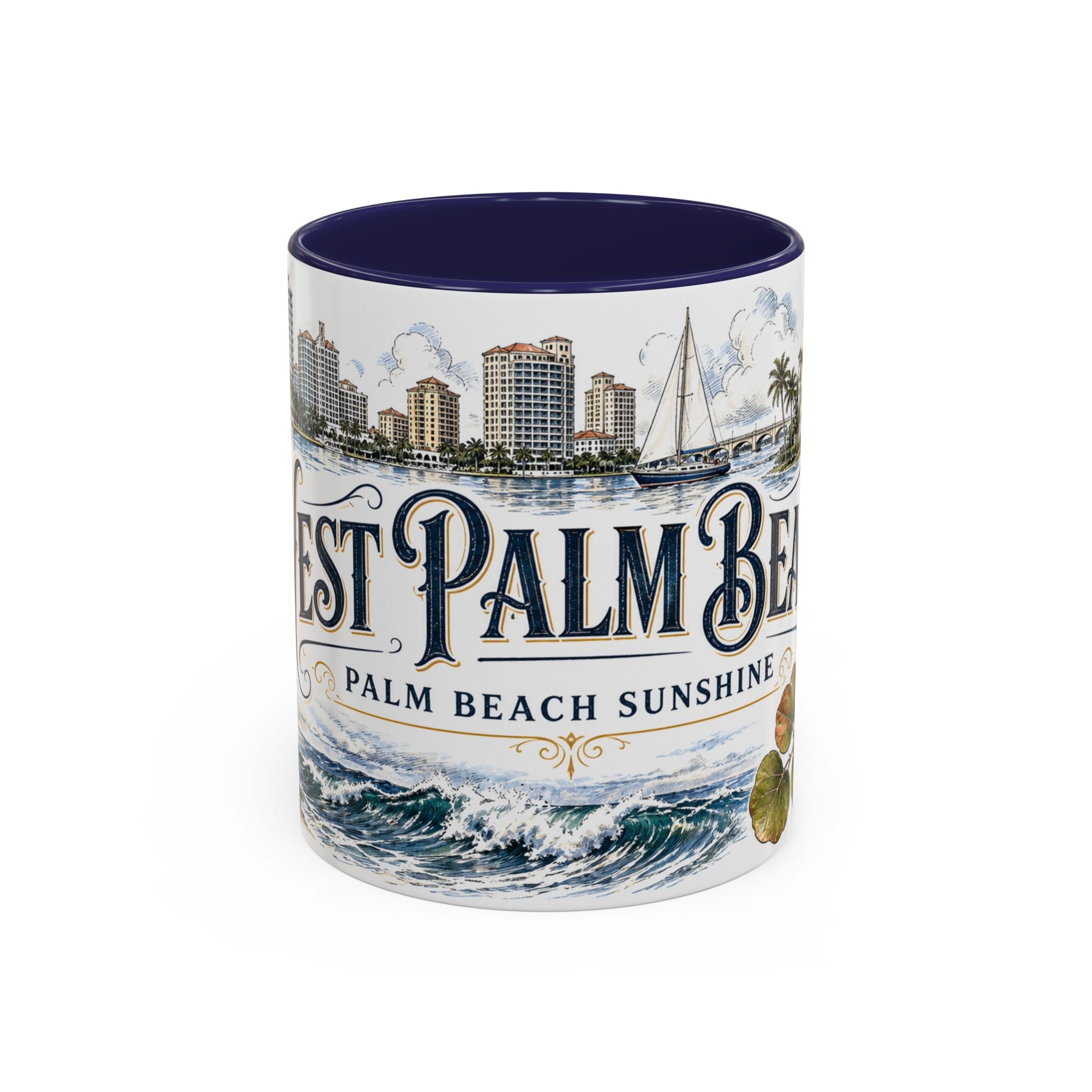 West Palm Beach Coffee Mug | United States Travel Souvenir | Vintage Illustrated City Gift | 11 oz 15 oz Accent Mug