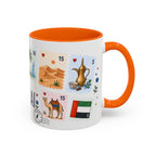 Dubai Coffee Mug | Postage Stamp Collage Mug | Travel Souvenir Accent Cup 11oz 15oz