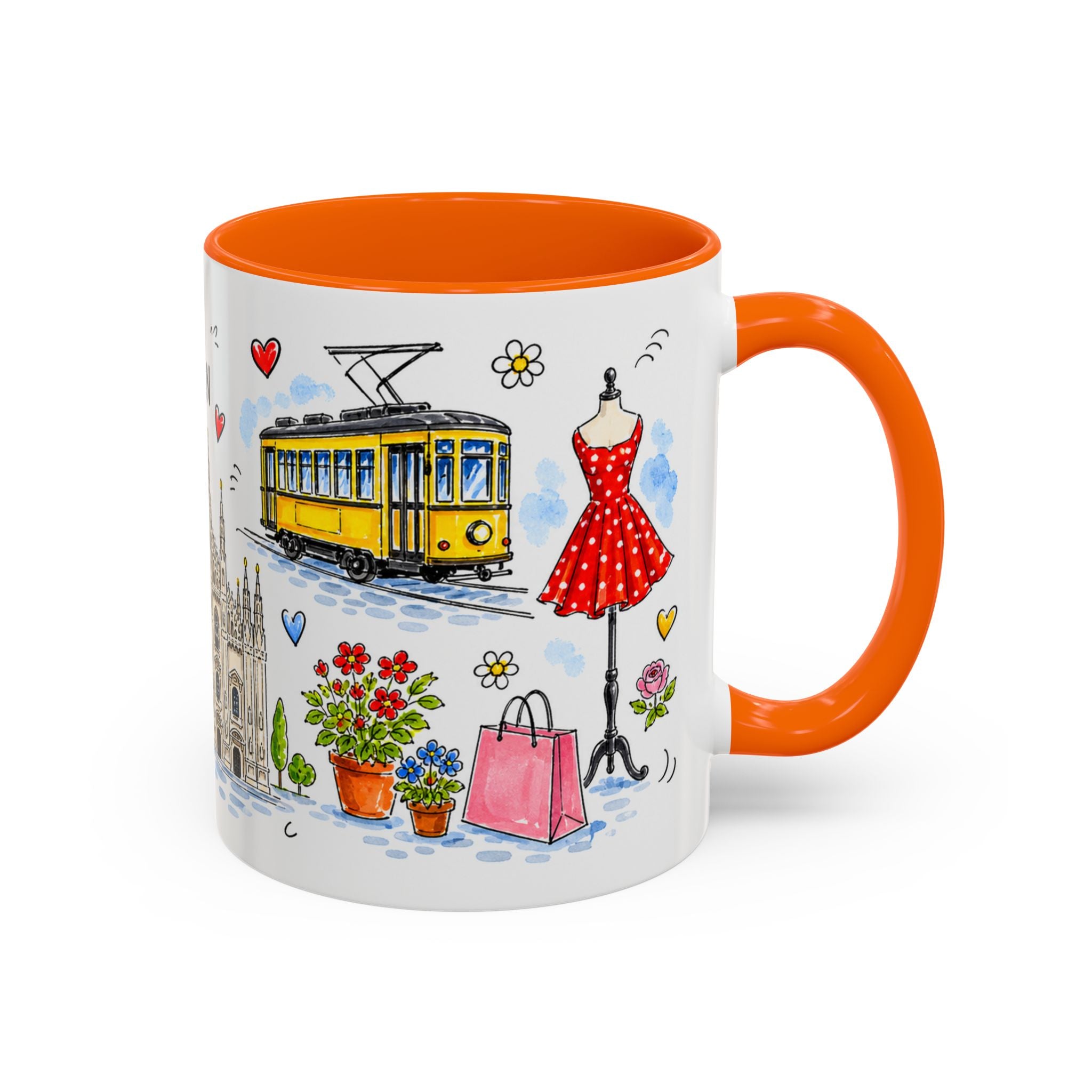 Milan Travel Mug | European City Souvenir Accent Coffee Mug | 11oz 15oz Ceramic Cup