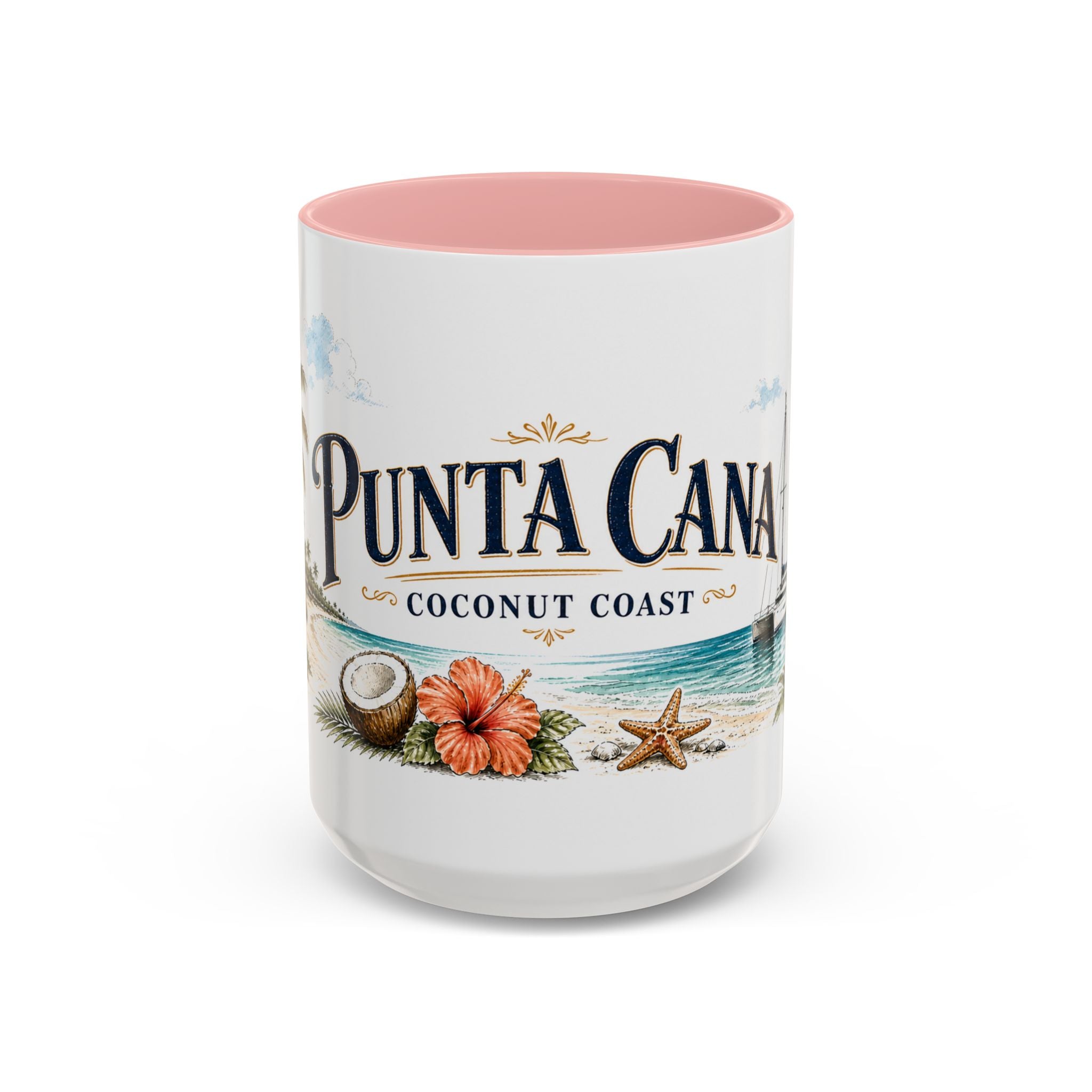 Punta Cana Coffee Mug | Dominican Republic Travel Souvenir | Vintage Illustrated City Gift | 11 oz 15 oz Accent Mug